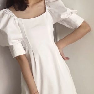 Zara puff sleeve white mini dress